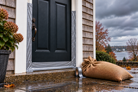Using Duct Tape on Doors to Prevent Floodwater Inside Home in RI