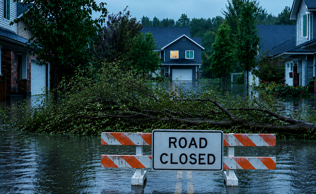 Street Closed in RI due to Flooding from nor'easter